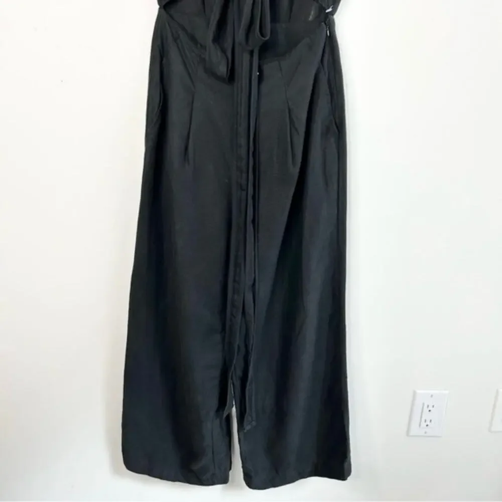 Aritzia Wilfred Brax Linen Blend Cut Out Jumpsuit Women's 2 Black Wide Leg